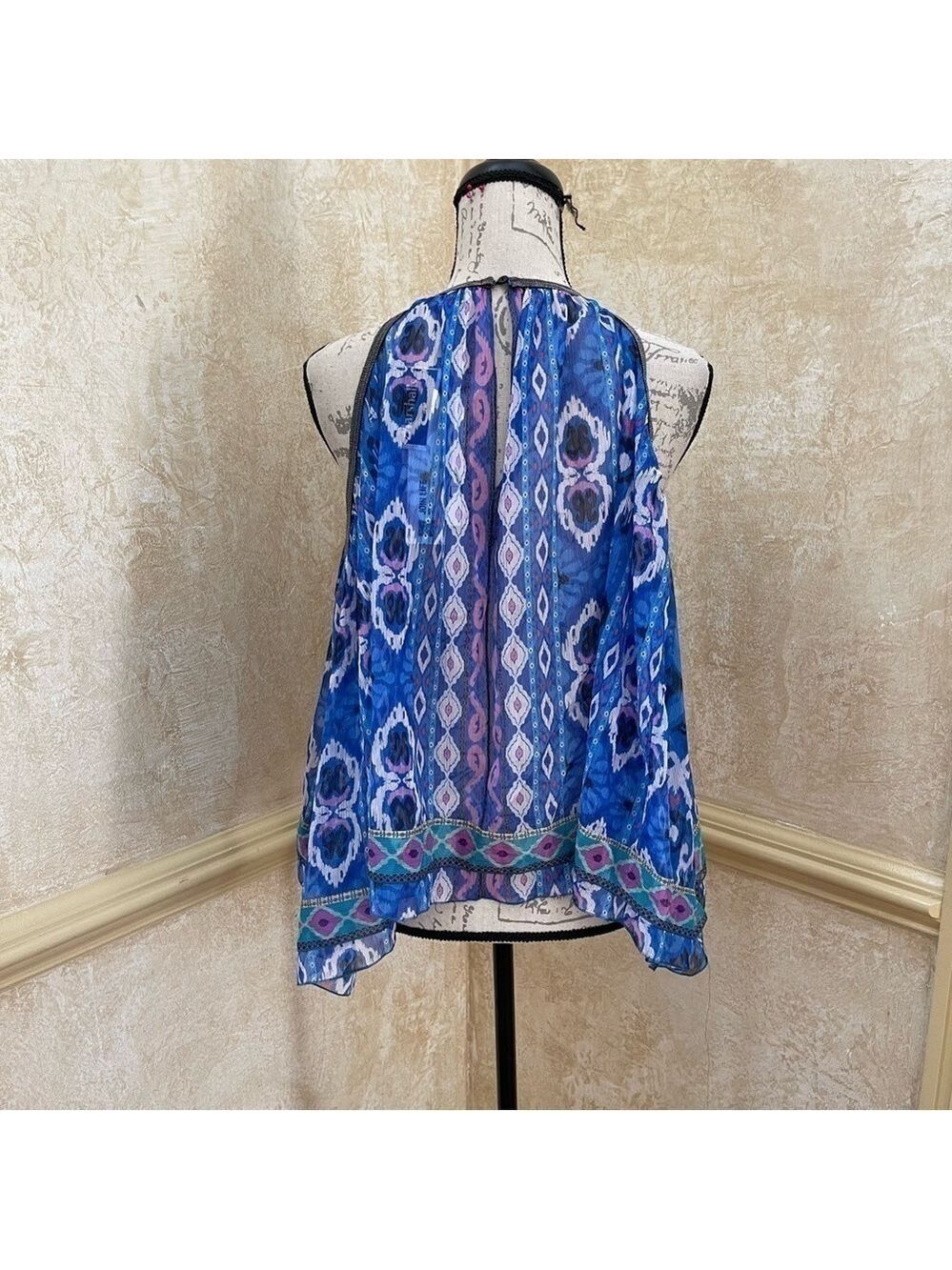 ZARA Printed Halter top swing multicoloured top L Rainbow Coastal Resortwear - Picture 7 of 10